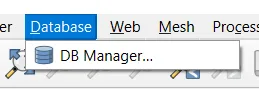 Menú Database de QGIS con la opción DB Manager para importar datos a PostGIS